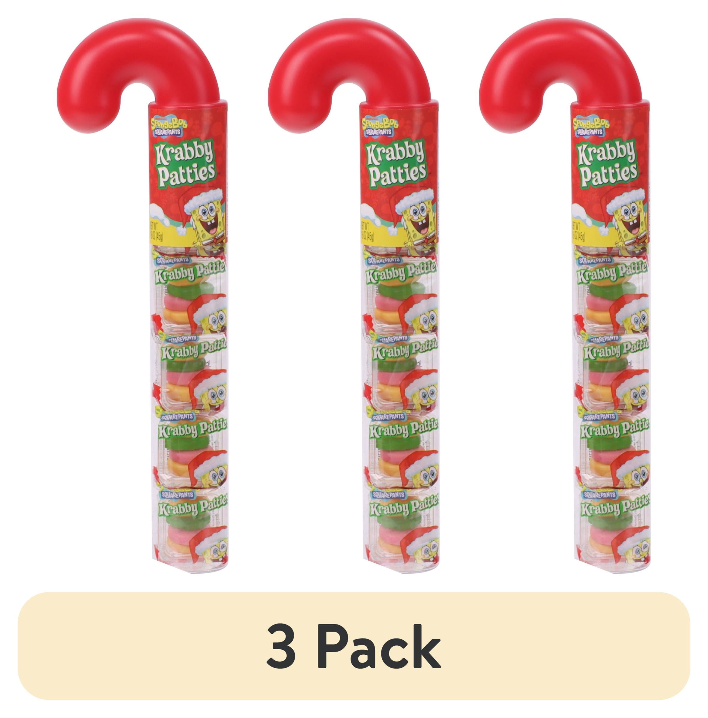 (3 pack) Frankford SpongeBob SquarePants Krabby Patties Original Flavor Gummy Candy Tube, Christmas, 1.6 oz