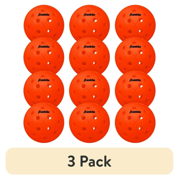 (3 pack) Franklin Sports X-40 Outdoor Pickleballs - Official Size - Ember - 12 Pack