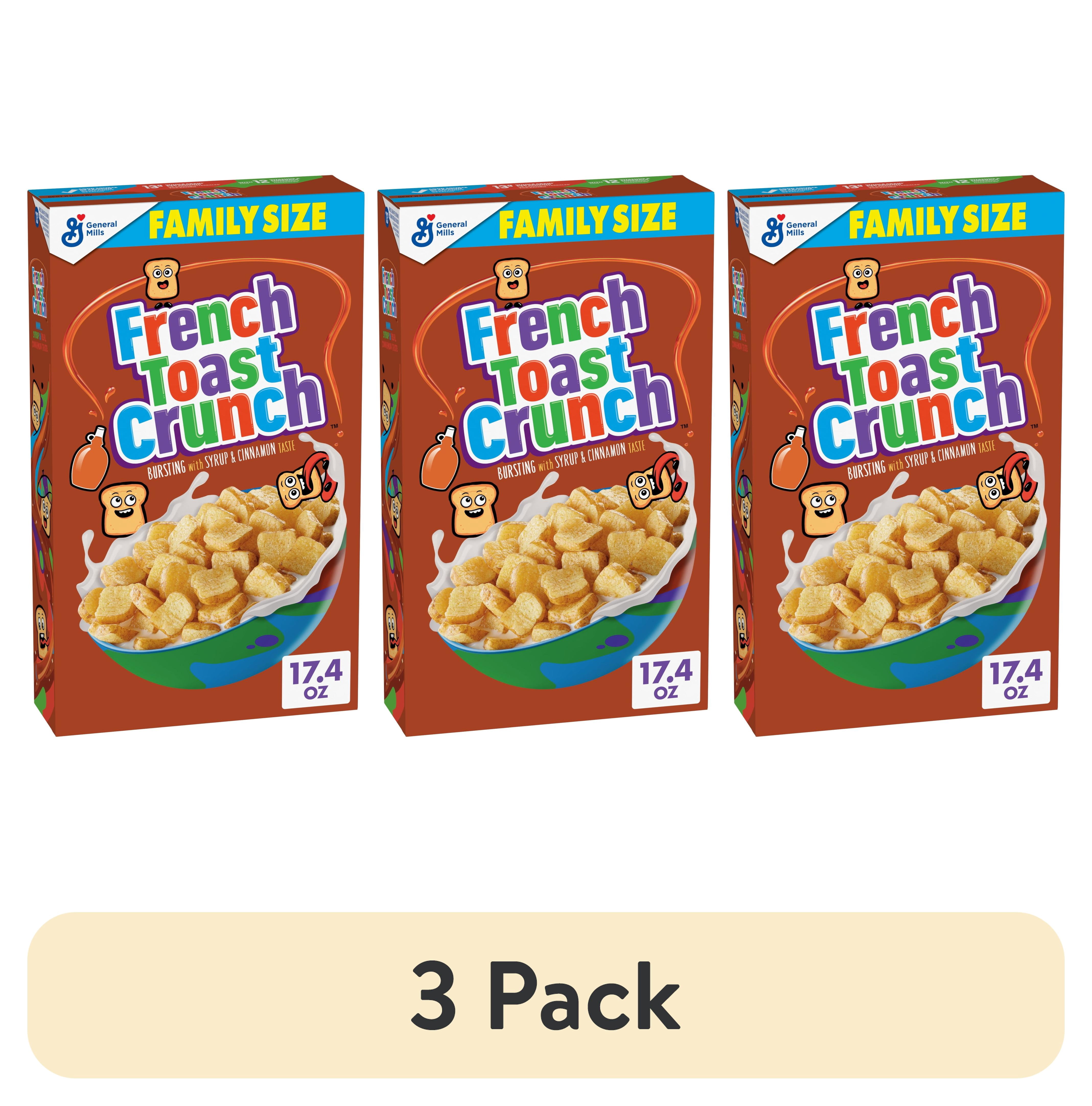(3 pack) French Toast Crunch Breakfast Cereal, Syrup and Cinnamon Taste, Family Size, 17.4 oz