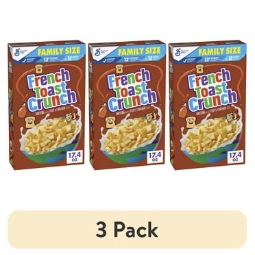 (3 pack) French Toast Crunch Breakfast Cereal, Syrup and Cinnamon Taste, Family Size, 17.4 oz