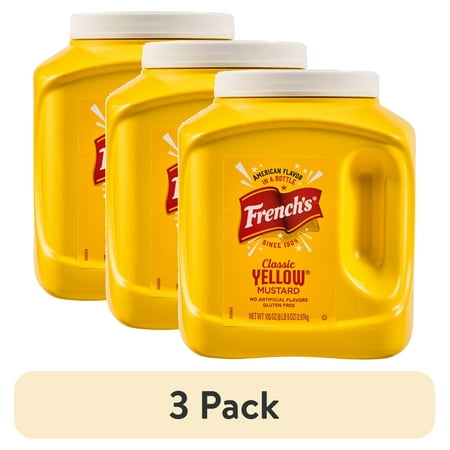 (3 pack) French's No Artificial Flavors Gluten Free Classic Yellow Mustard, 105 oz Cup