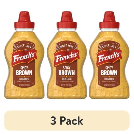 (3 pack) French's Spicy Brown Mustard, 12.0 oz Bottle