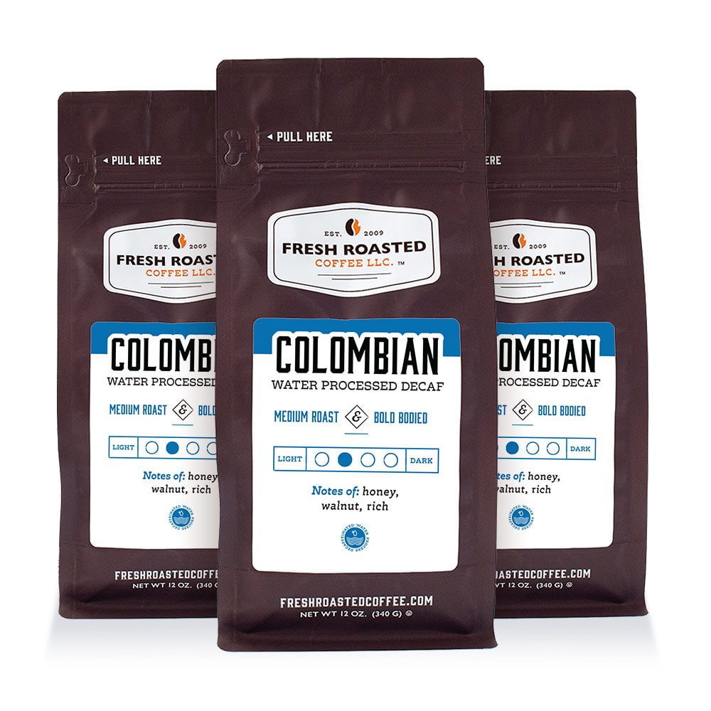 Fresh Roasted Coffee LLC, 3 Pack Colombian Swiss Water Decaf Coffee ...