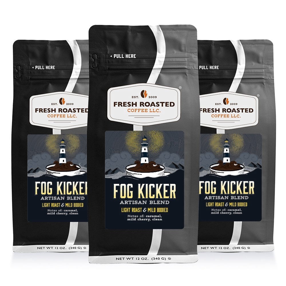 3 pack Fresh Roasted Coffee, Fog Kicker Blend Coffee, Light Roast, Whole Bean, 12 oz