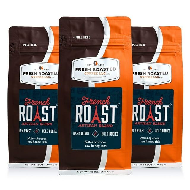 3 pack Fresh Roasted Coffee, French Roast Blend, Dark Roast, Ground, 12 oz