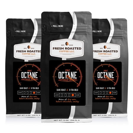3 pack Fresh Roasted Coffee, Octane Italian Roast, Dark Roast, Ground, 12 oz