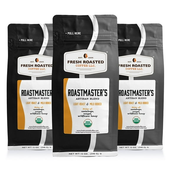 3 pack Fresh Roasted Coffee, Roastmaster's Blend, Light Roast, Ground, 12 oz