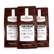 3 pack Fresh Roasted Coffee, Tanzanian Peaberry Coffee, Light Roast, Ground, 12 oz