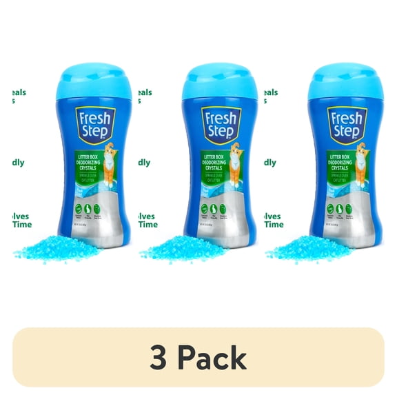 (3 pack) Fresh Step Cat Litter Box Deodorizing Crystals, Fresh Scent 15 oz