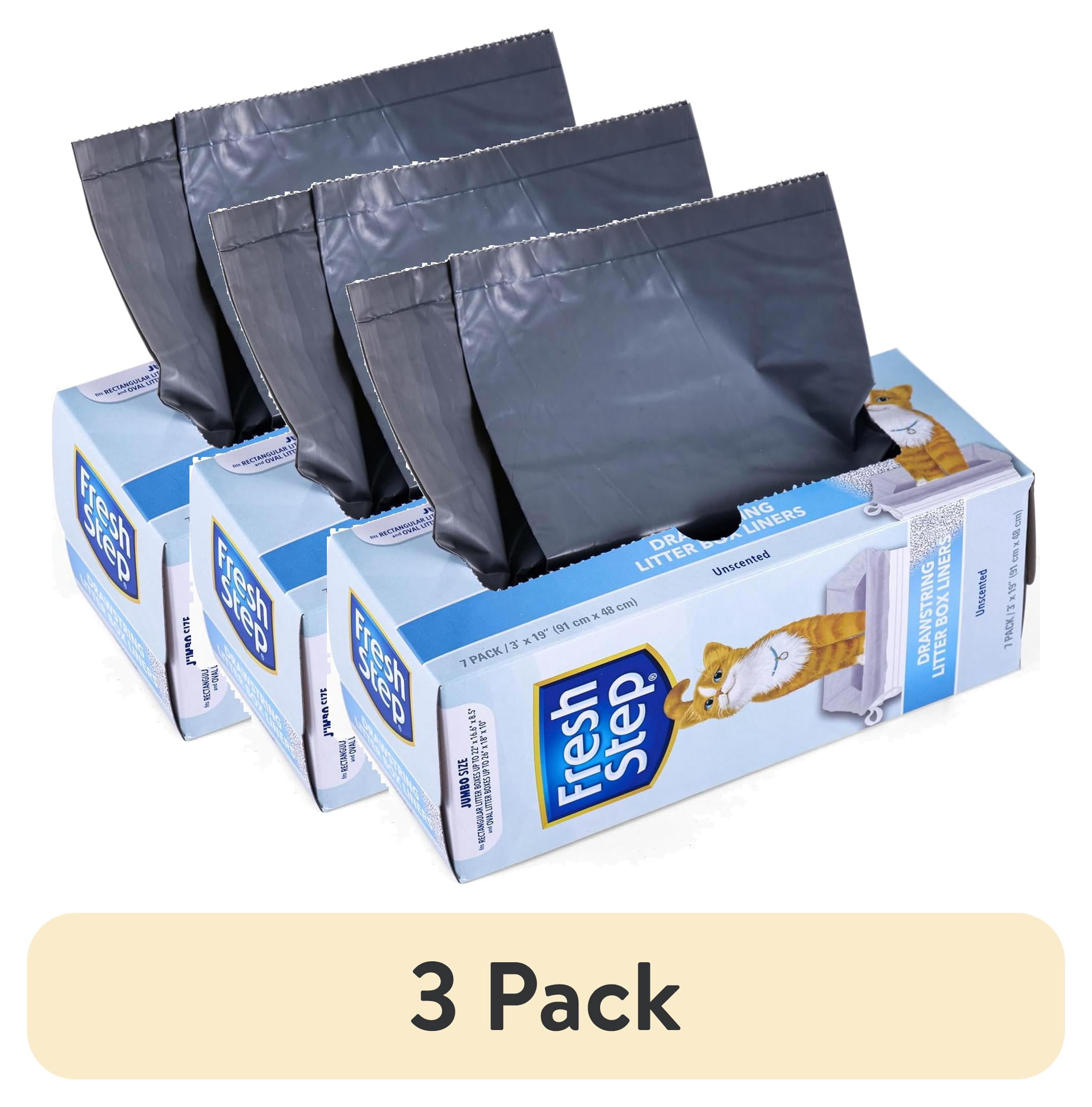 (3 pack) Fresh Step Drawstring Litter Box Liners Unscented, Jumbo Size, 36" x 19" - 7 Count