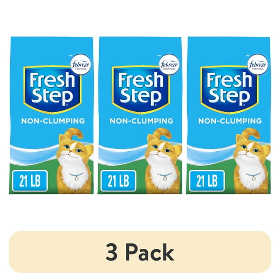(3 pack) Fresh Step Non-Clumping Premium Cat Litter with Febreze Freshness, Scented - 21 lbs