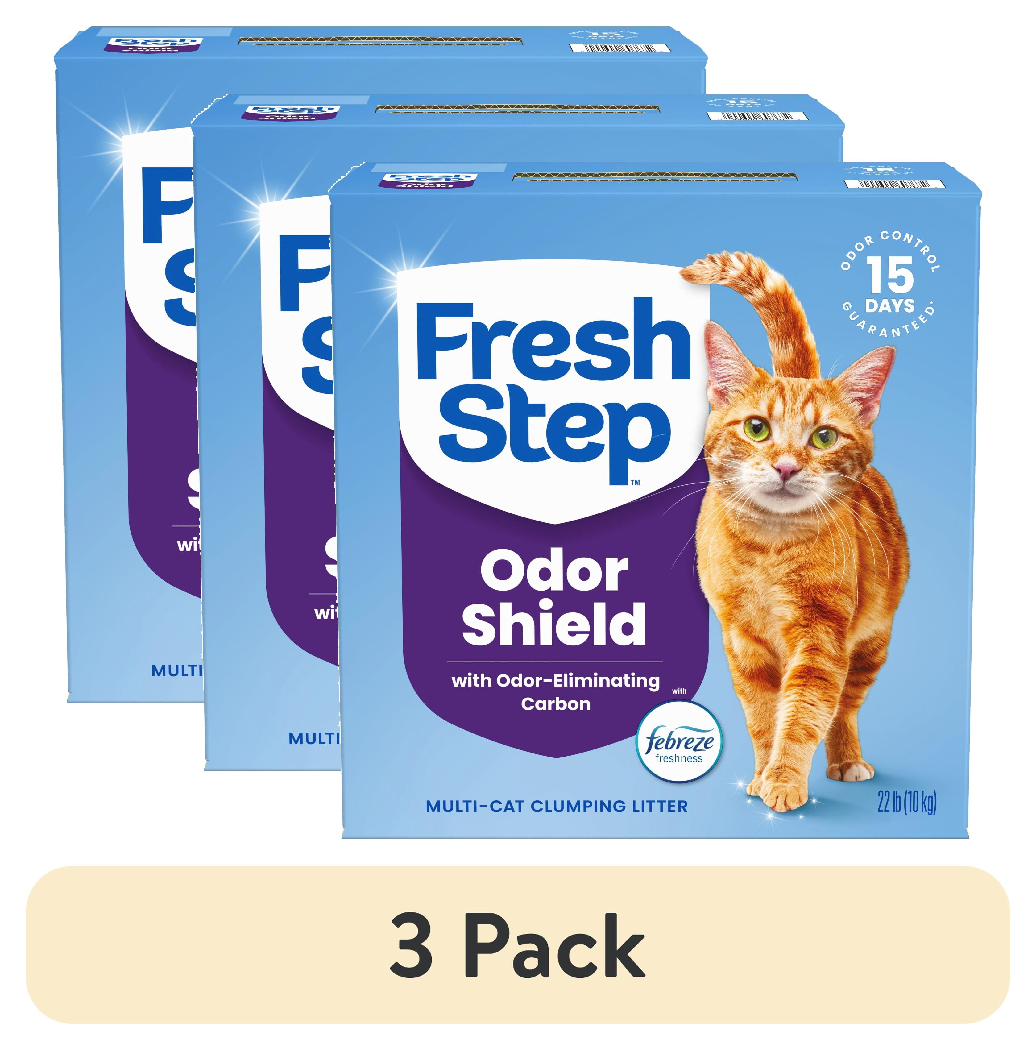 (3 pack) Fresh Step Odor Shield Multi-Cat Clumping Cat Litter, Febreze Freshness Scent, 22 lb Box