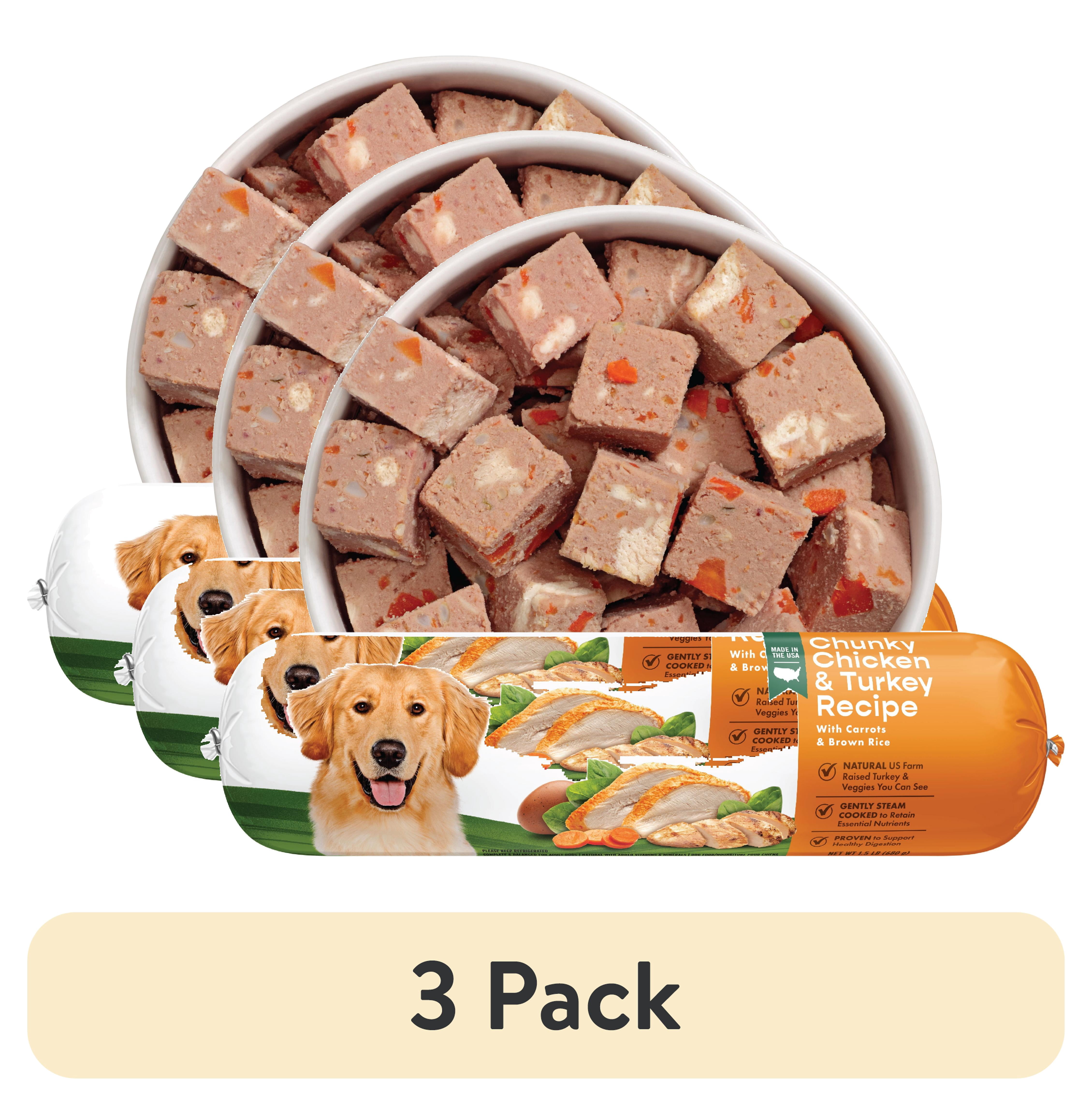 (3 pack) Freshpet Fresh Dog Food, Chunky Chicken & Turkey Recipe, Slice & Serve Roll, 1.5 lb.
