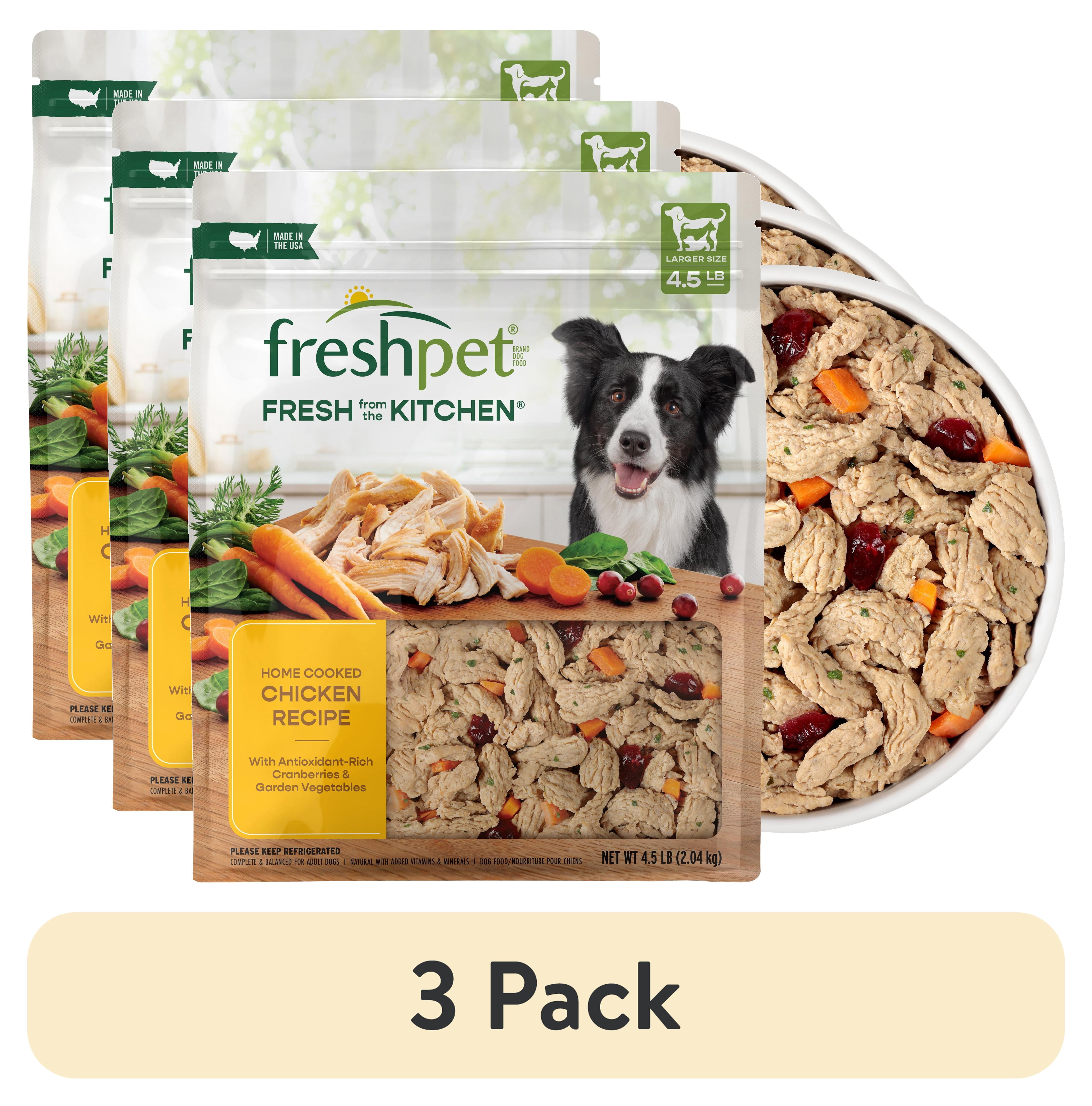 (3 pack) Freshpet Fresh Dog Food, Fresh From The Kitchen, Home Cooked Chicken Recipe, 4.5 lb.