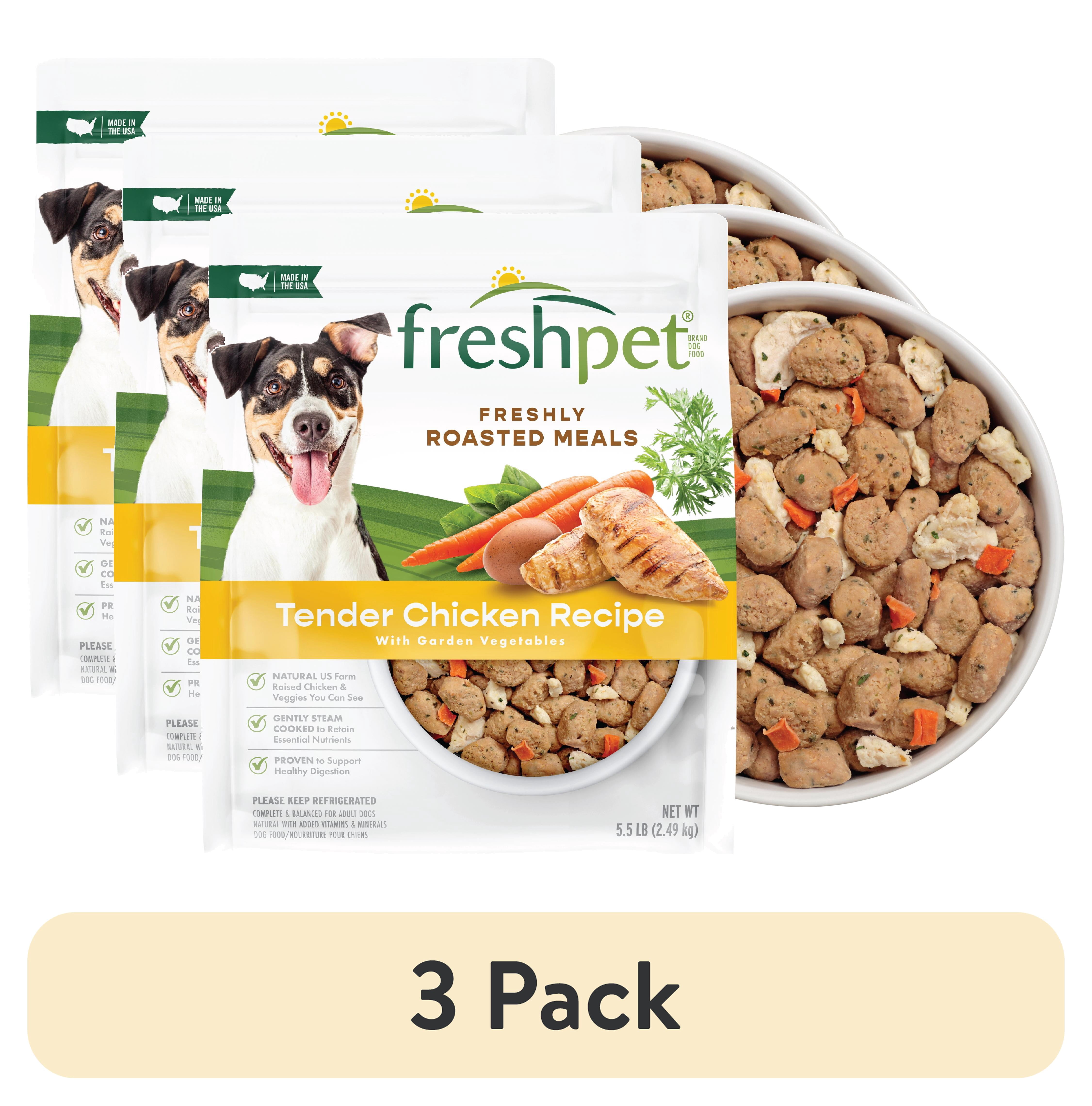 (3 pack) Freshpet Fresh Dog Food, Tender Chicken Recipe, Freshly Roasted Meals, 5.5 lb.