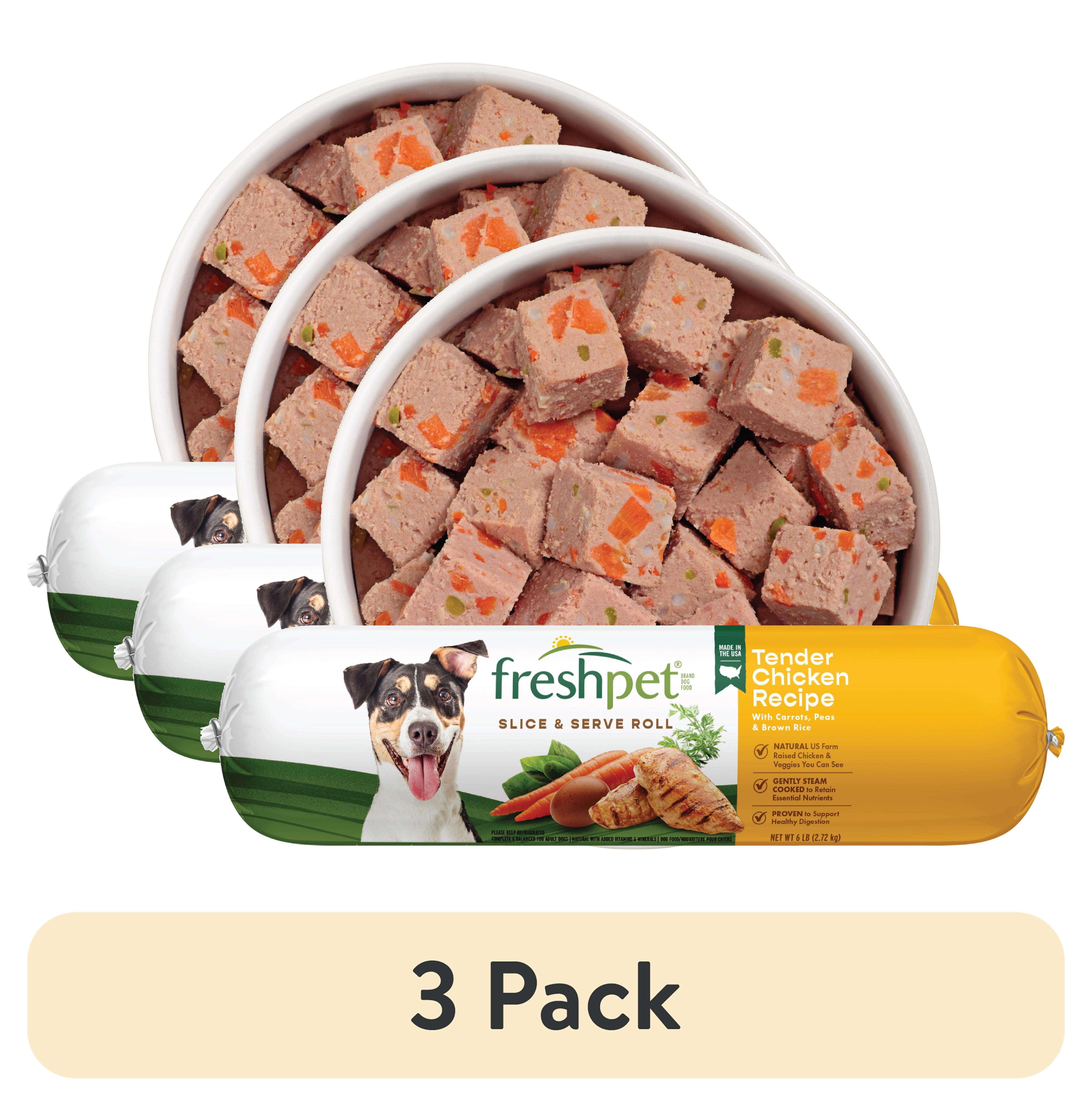 3 pack) Freshpet Fresh Dog Food, Tender Chicken Recipe, Slice