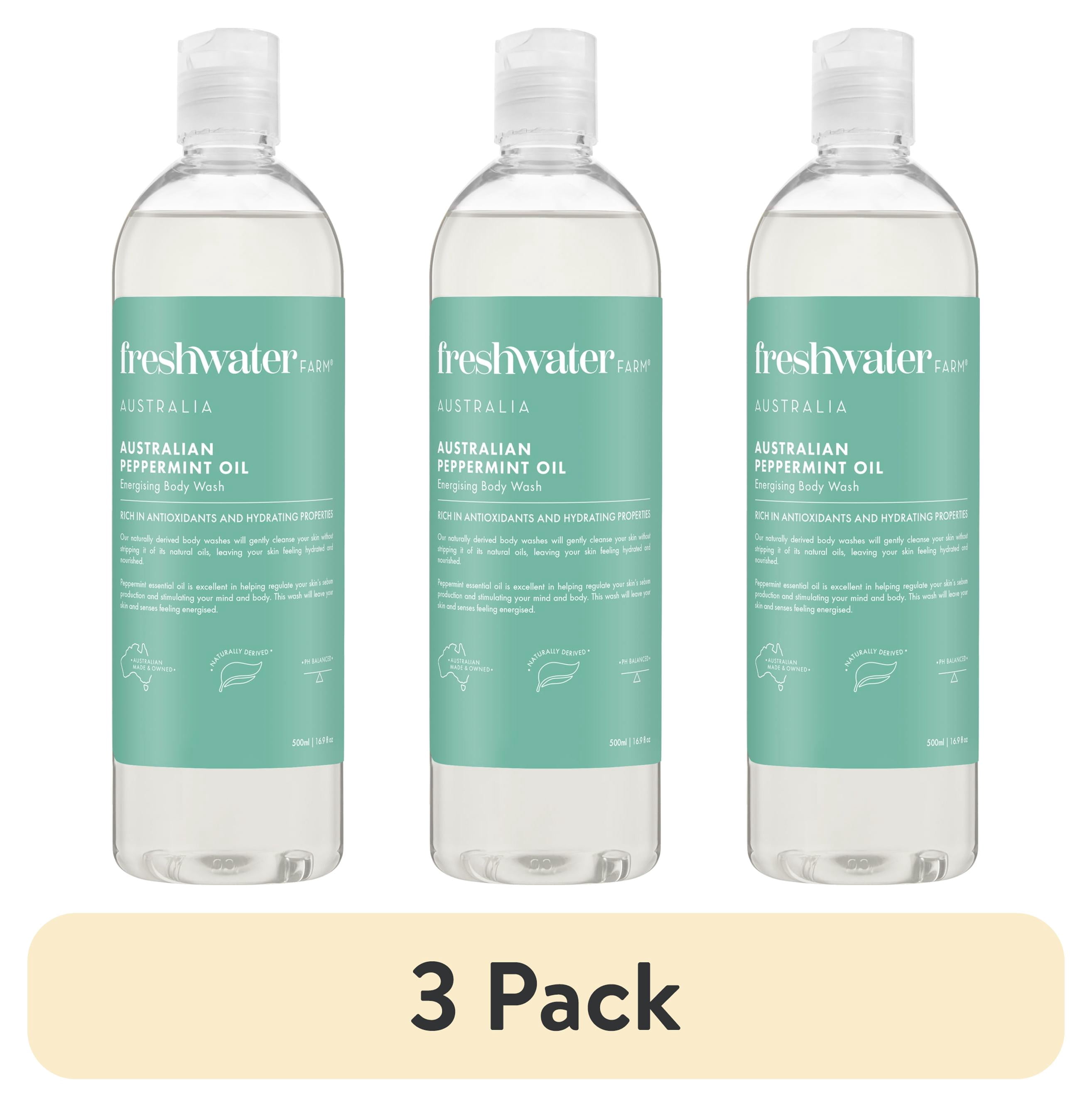 (3 pack) Freshwater Farm Australian Peppermint Oil Natural Body Wash for all skin types 16.9fl oz