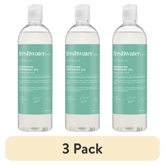 (3 pack) Freshwater Farm Australian Peppermint Oil Natural Body Wash for all skin types 16.9fl oz