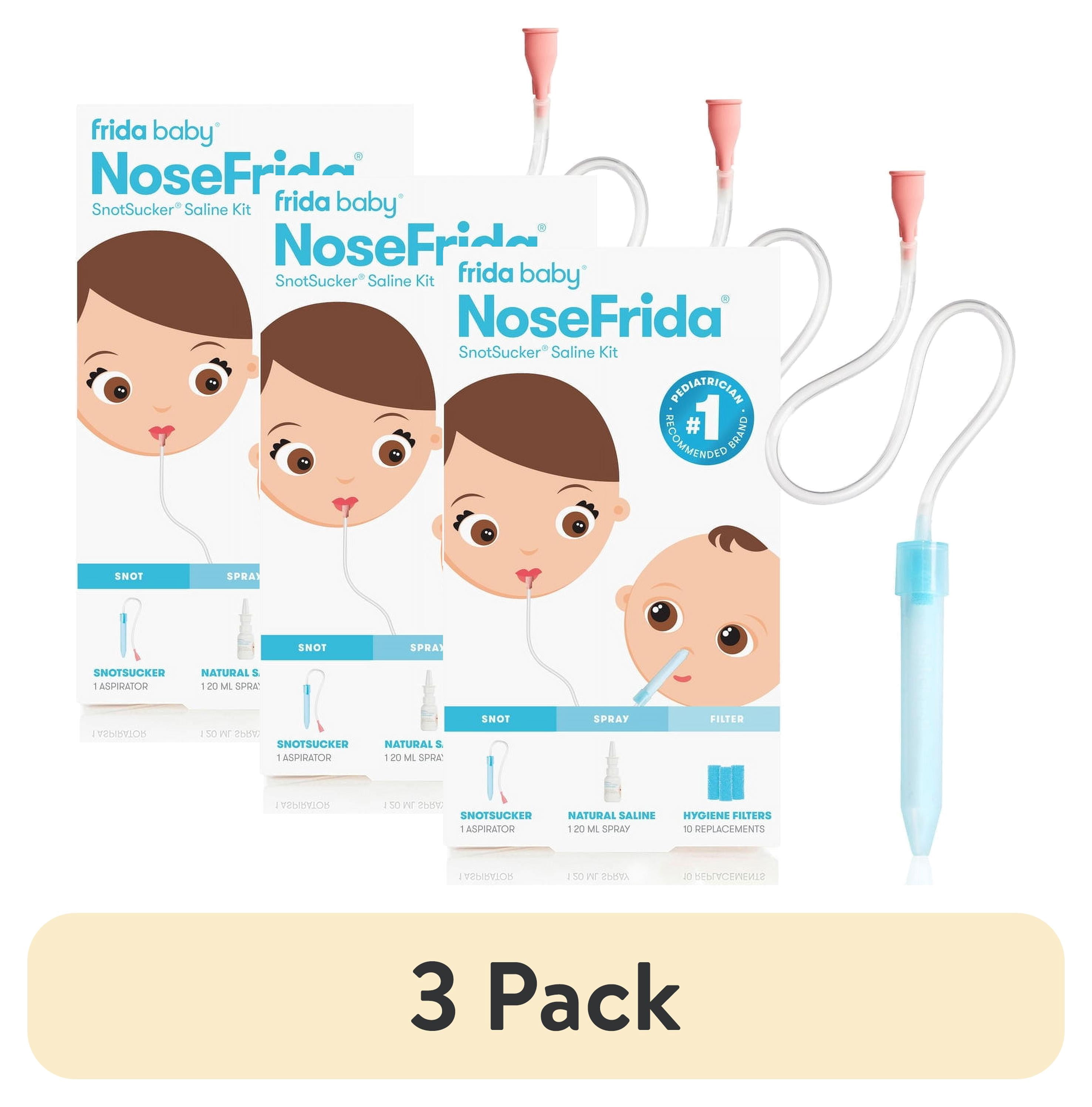 (3 pack) Frida Baby NoseFrida SnotSucker Saline Kit with Nasal Aspirator with Saline Nasal Spray, 3 Pieces