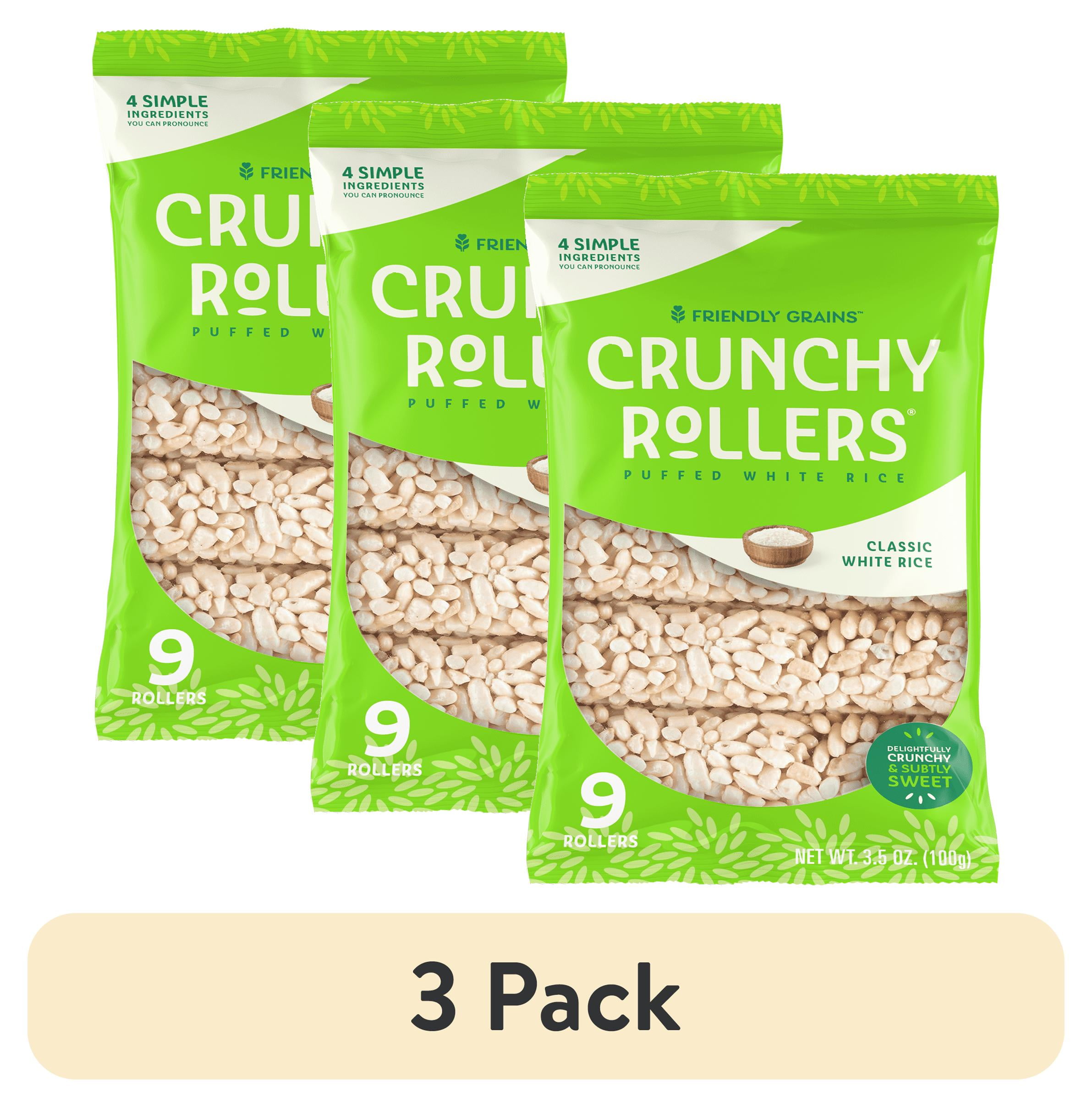 (3 pack) Friendly Grains Crunchy Rollers Classic White Rice, Allergen Free, Gluten-Free, 9ct