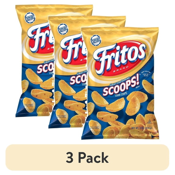 (3 pack) Frito Lay Fritos Scoops Original Corn Chips, 11 oz