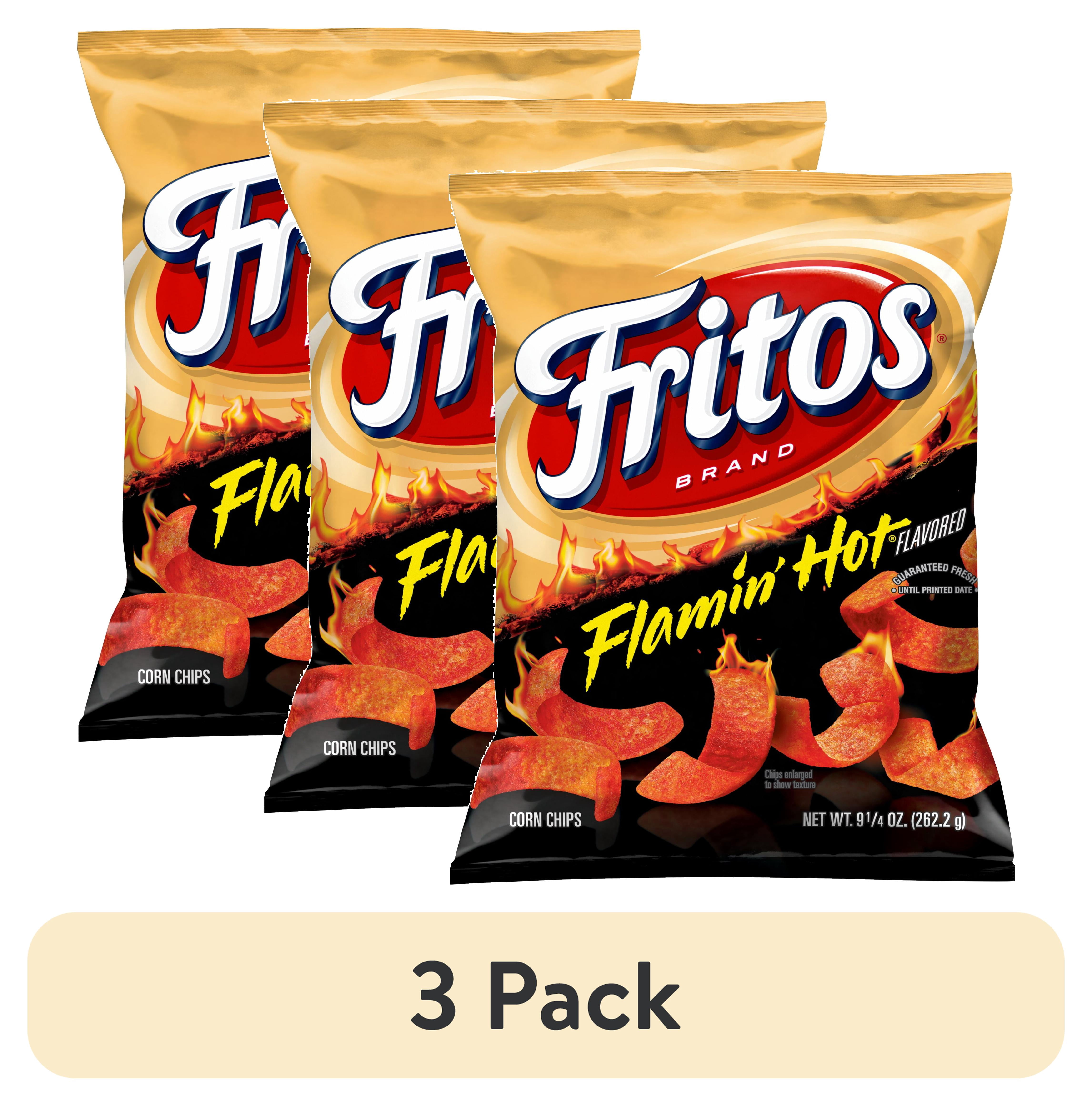 (3 pack) Fritos Flamin' Hot Flavored Corn Chips, 9.25 oz Bag (Packaging May Vary)