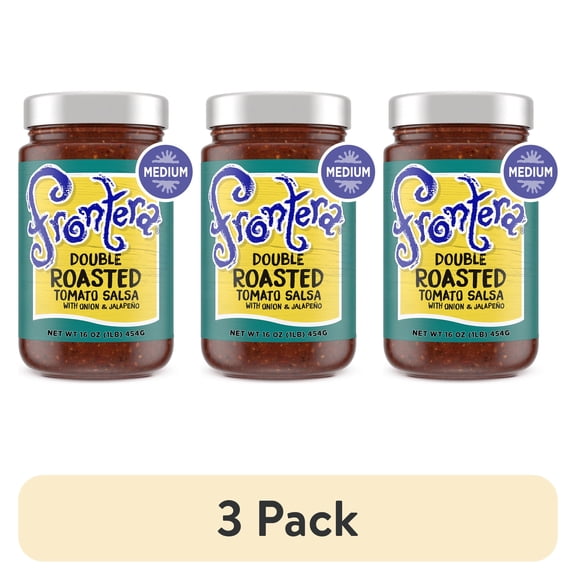 (3 pack) Frontera Double Roasted Tomato Medium Salsa, 16 oz