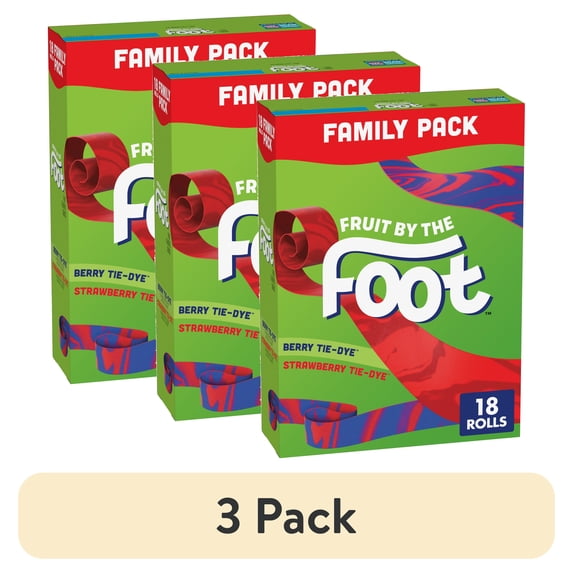 (3 pack) Fruit By The Foot Fruit Flavored Snacks, Variety Pack, 18 Rolls, 13.5 oz