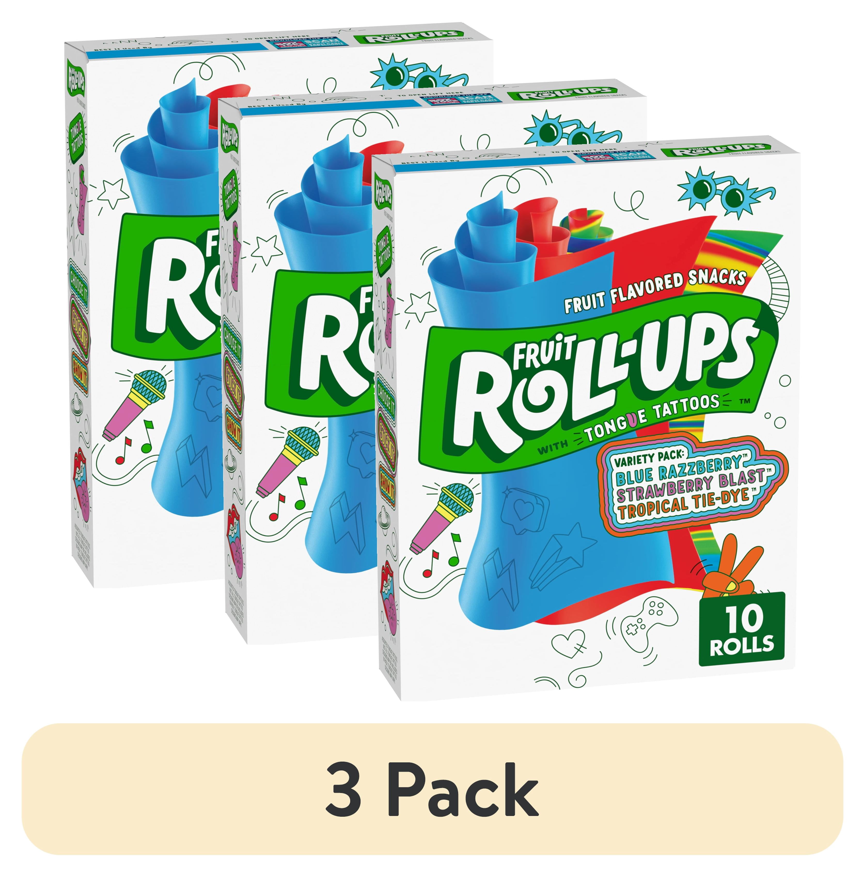 (3 pack) Fruit Roll-Ups Gluten Free Fruit Flavored Snacks, Variety Pack (10 Rolls)