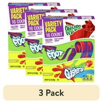 (3 pack) Fruit Roll-Ups, Fruit by the Foot, Gushers, Snacks Variety Pack, 16 Ct, 10.2 oz