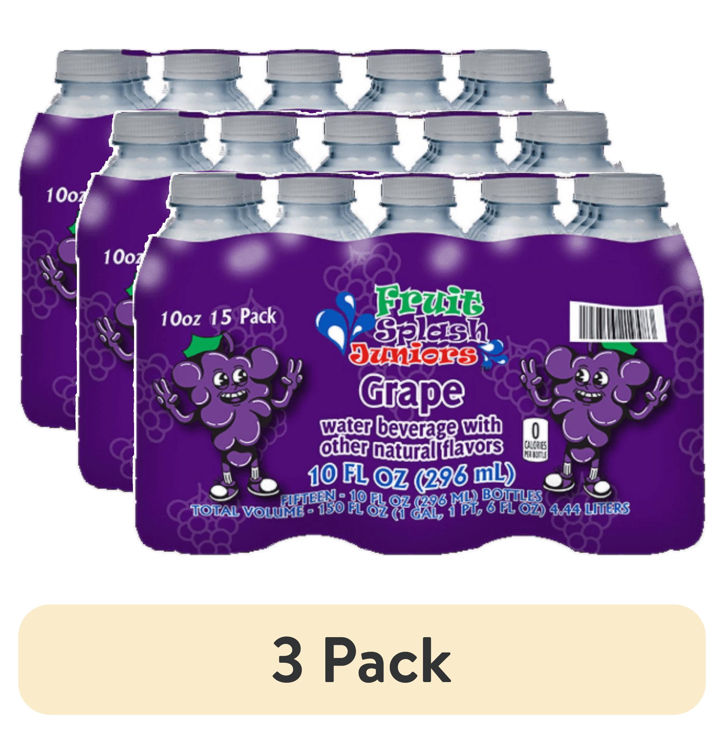 (3 pack) Fruit Splash Juniors, Water Bottles, Grape, 10 fl oz, 15 Pack Bottles