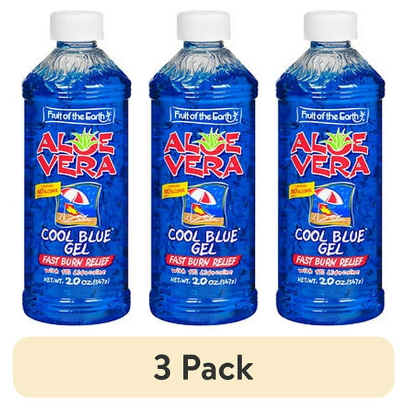 (3 pack) Fruit of the Earth Aloe Vera Cool Blue Gel Burn Relief, 20 Oz.