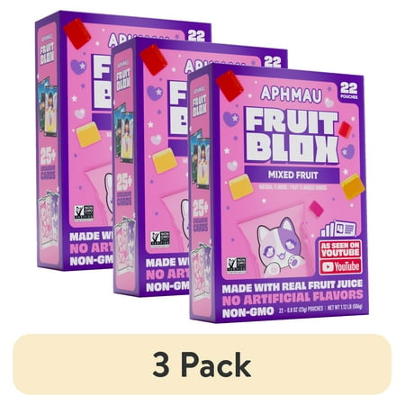 (3 pack) FruitBlox Aphmau Mixed Fruit Snacks, 22 Count