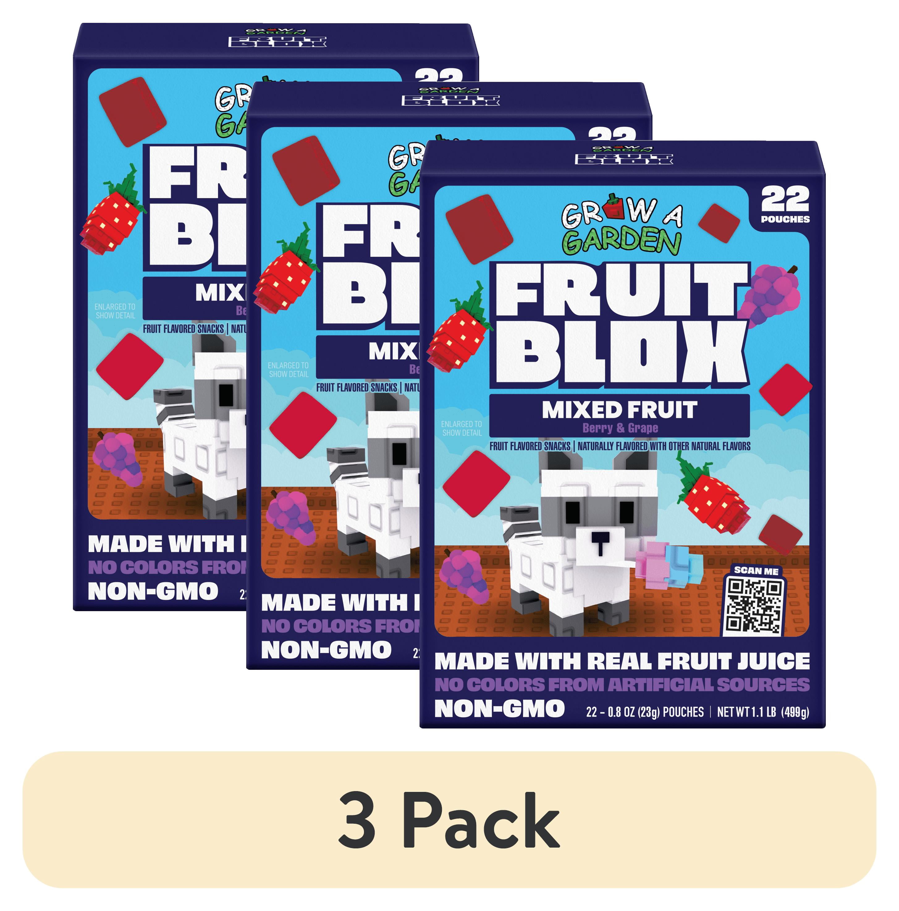 (3 pack) FruitBlox Mixed Fruit, Berry & Grape Snacks, 22 Count