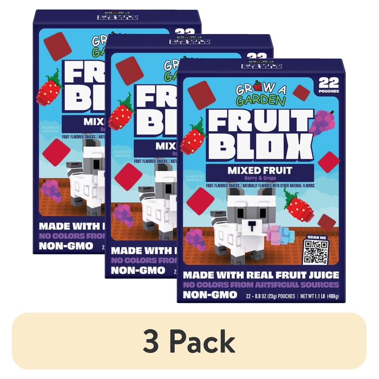 3 pack) FruitBlox Mixed Fruit, Berry & Grape Snacks, 22 Count