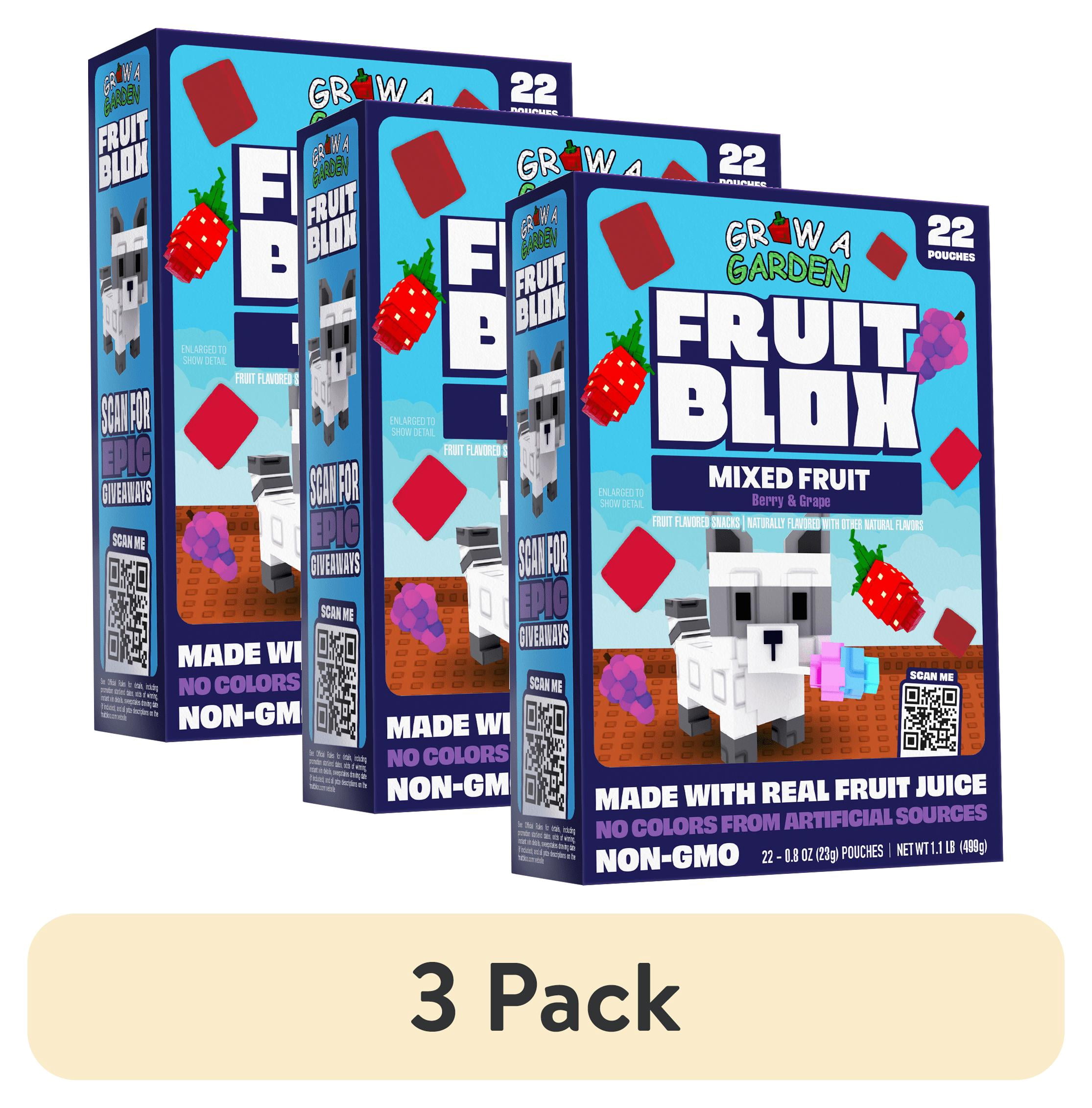 3 pack) FruitBlox Mixed Fruit, Berry & Grape Snacks, 22 Count