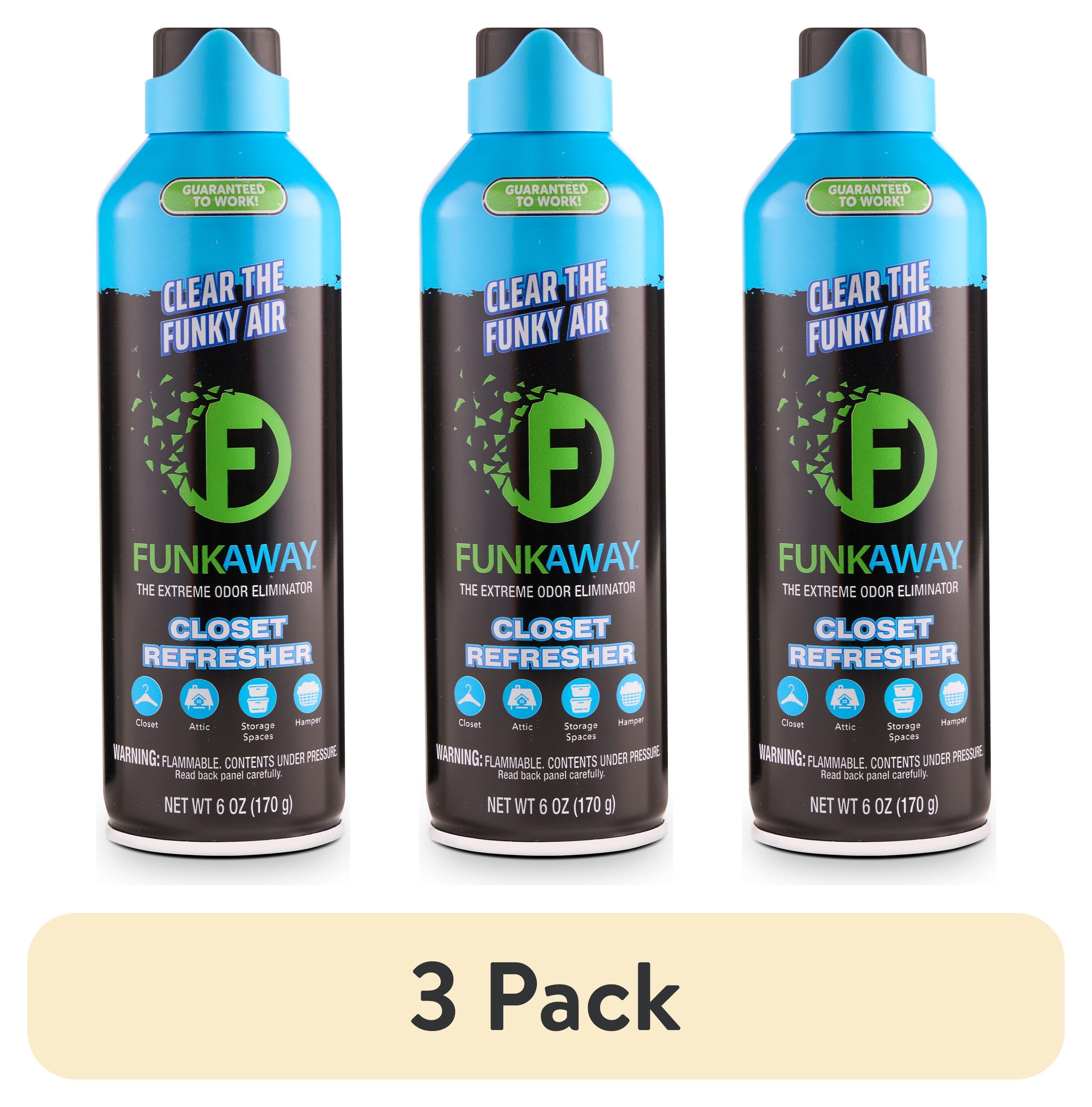 (3 pack) FunkAway Air Deodorizer Closet Refresher AeroSpray, Fresh Scent, 6 oz