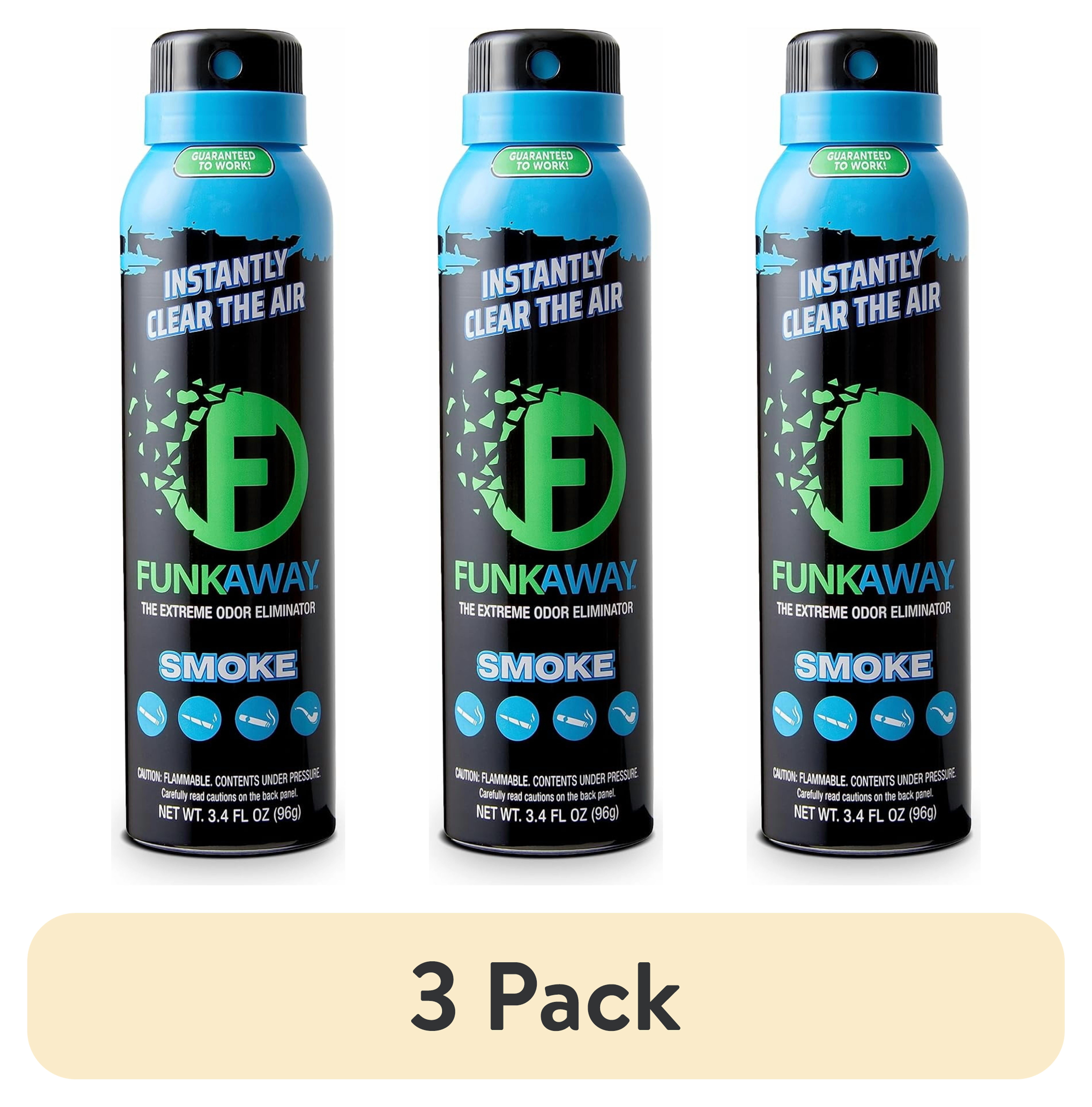 3 pack) FunkAway Smoke Odor Eliminator Spray, Air Freshener & Deodorizer,  for Cars and Homes, 3.4 oz