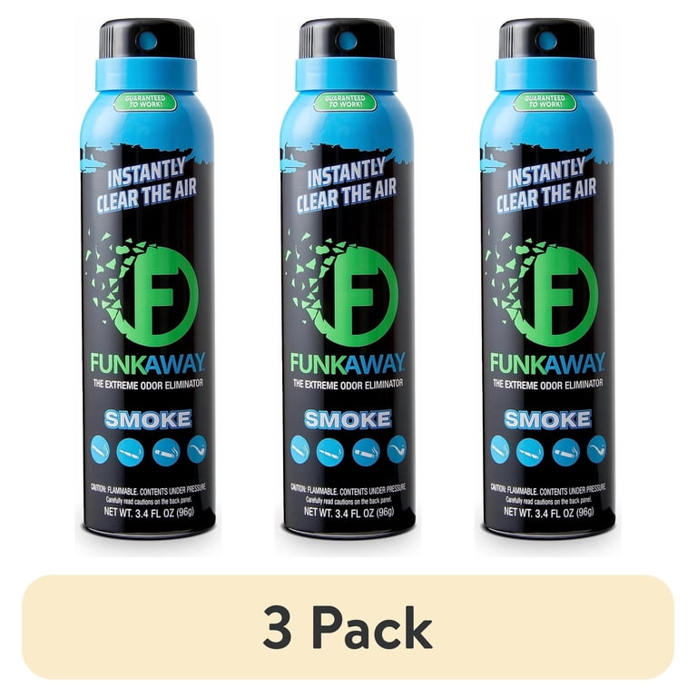 cigarette smoke deodorizer spray (3 pack) FunkAway Smoke Odor Eliminator Spray, Air Freshener & Deodorizer,  for Cars and Homes, 3.4 oz