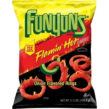 3 pack Funyuns Onion Flavored Rings Flamin' Hot Flavored 5.25 oz Bag
