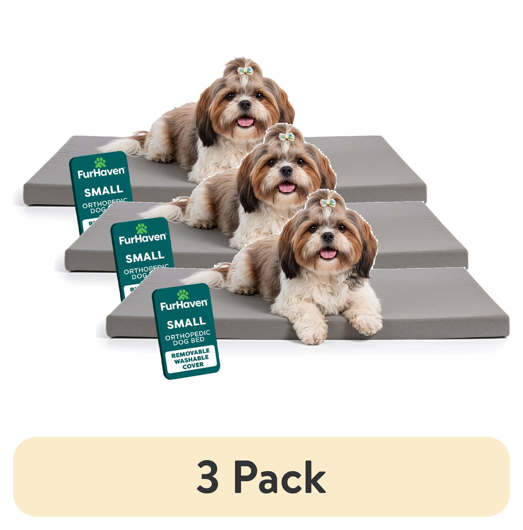 (3 pack) FurHaven Pet Products Restful Dreamer Small Orthopedic Foam Deluxe Crate Mat, Gray