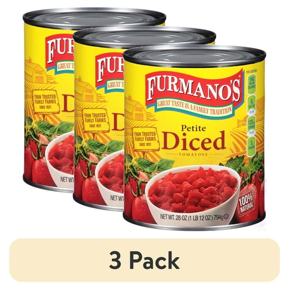 (3 pack) Furmano's Petite Diced Tomatoes, 28oz, Can