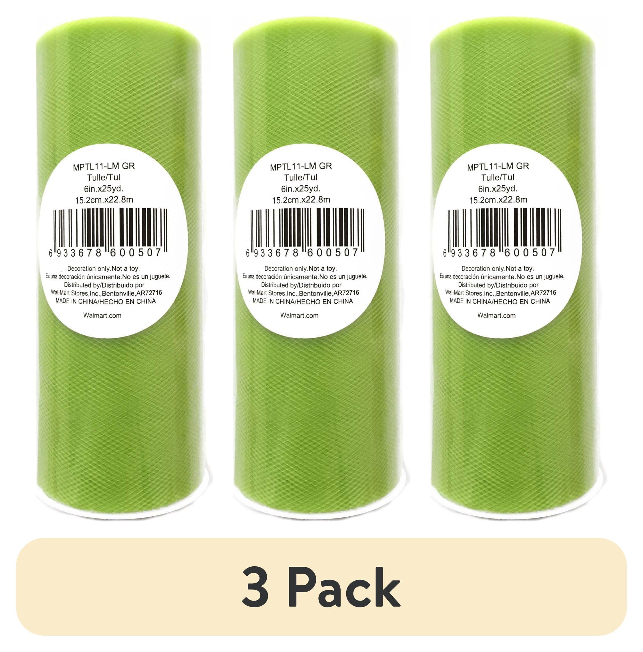 (3 pack) Fuzhou 6'' 25Yds Apple Green Matte Tulle, 100% Polyester by the Bolt