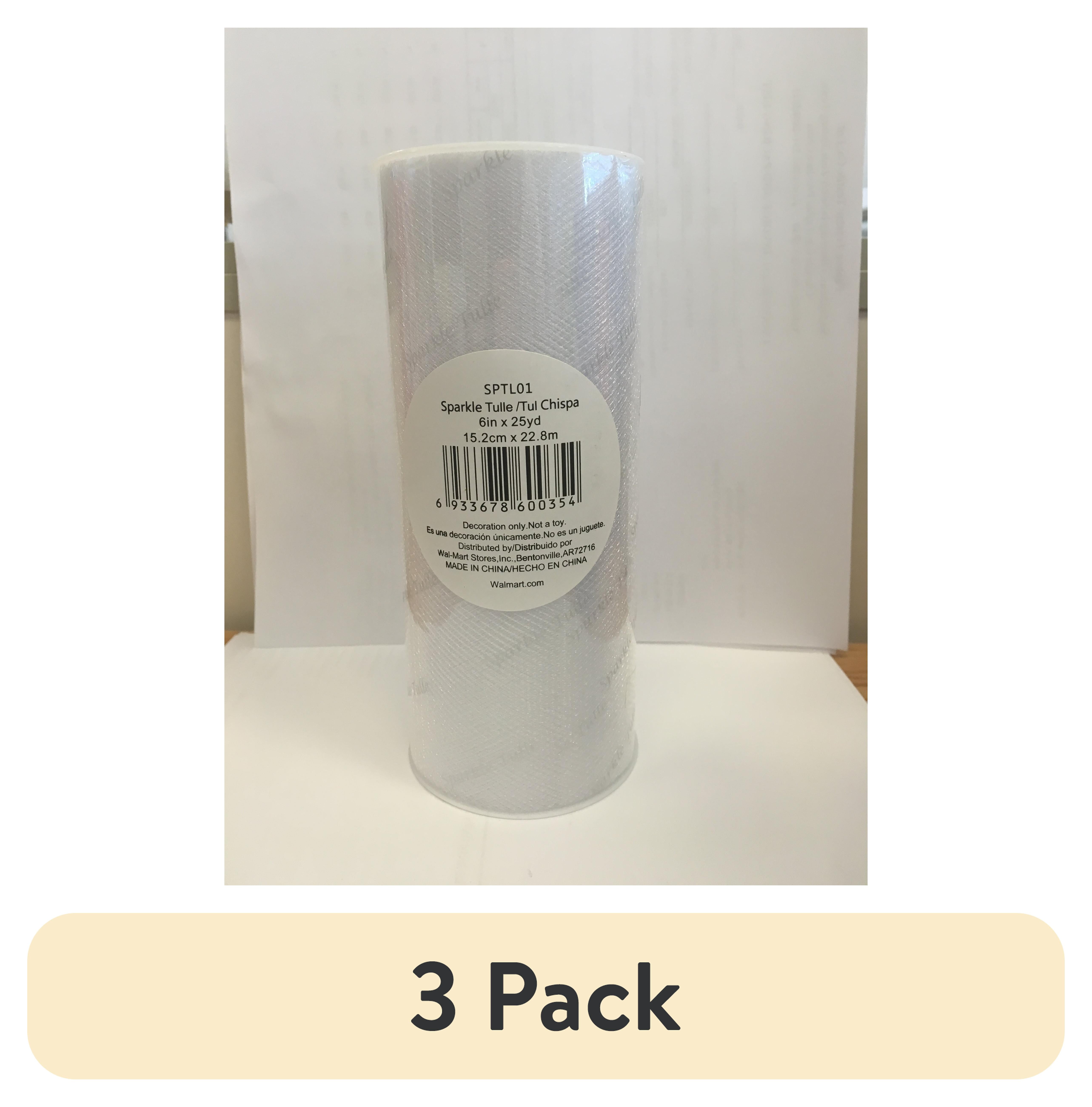 (3 pack) Fuzhou 6" White Sparkle Tulle, 25 Yards, 100% Polyester by the Bolt