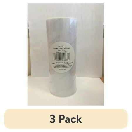 (3 pack) Fuzhou 6" White Sparkle Tulle, 25 Yards, 100% Polyester by the Bolt