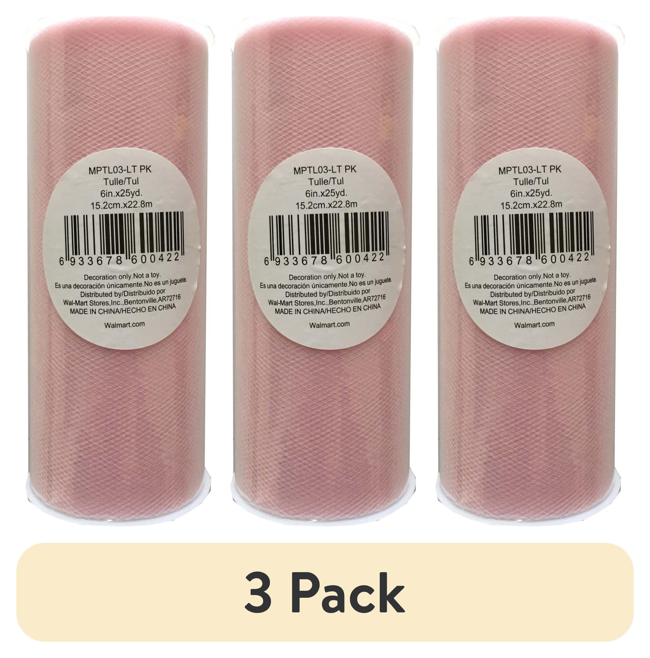 (3 pack) Fuzhou Unbrand 6" x 25 Yds Light Pink Matte Tulle, 1 Each