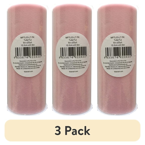 (3 pack) Fuzhou Unbrand 6" x 25 Yds Light Pink Matte Tulle, 1 Each