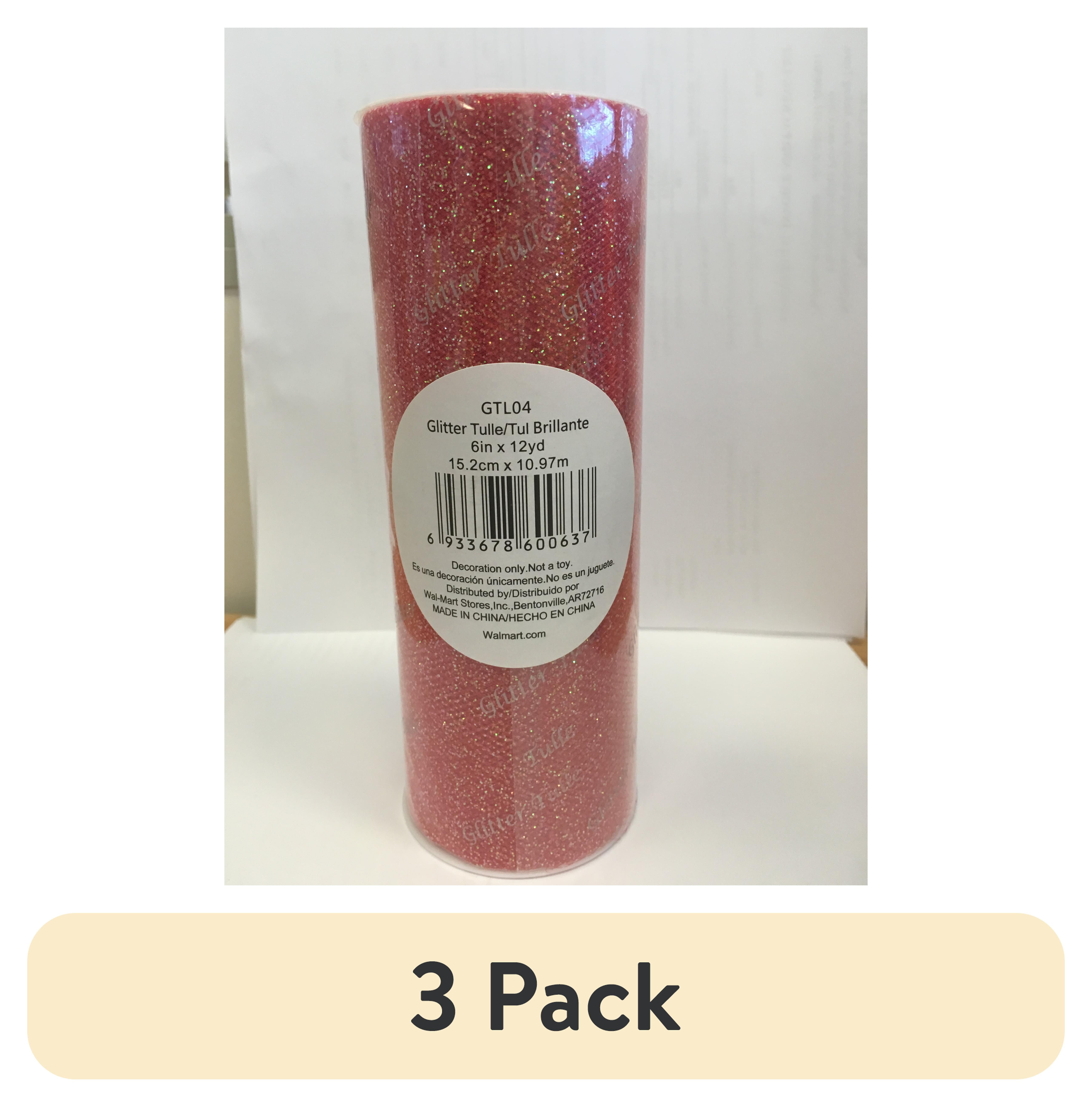 (3 pack) Fuzhou Unbrand 6inch 12Yd Red Glitter Tulle,100% Polyester by the Bolt