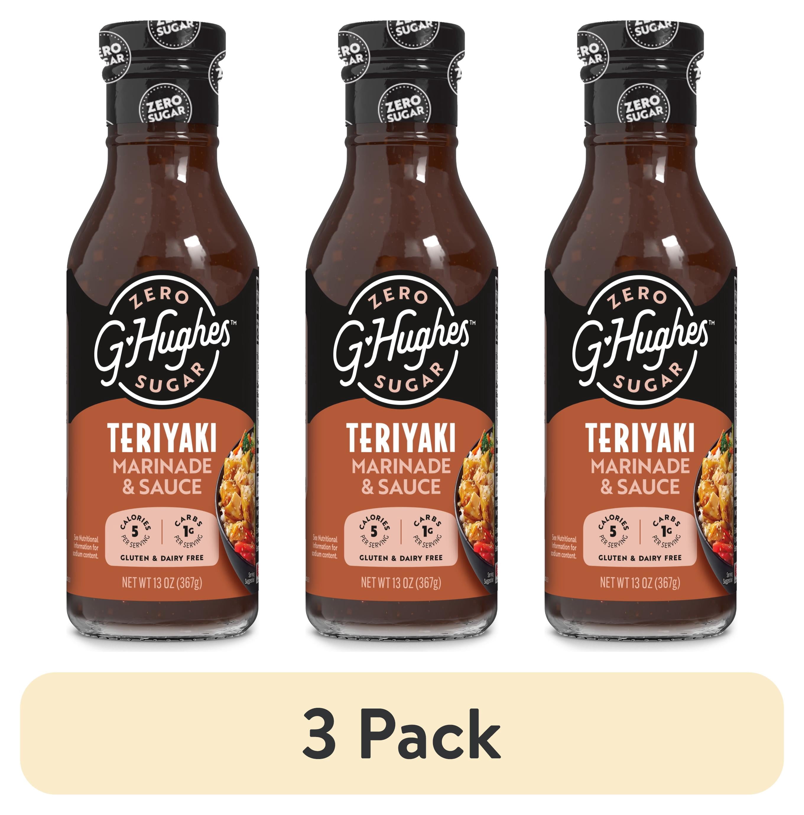 (3 pack) G Hughes Zero Sugar Teriyaki Marinade & Sauce, 13 oz