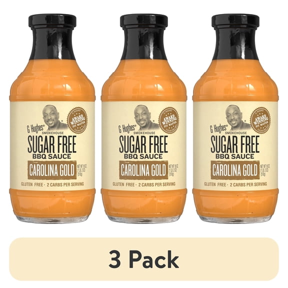 (3 pack) G Hughes Sugar Free Carolina Gold BBQ Sauce, 18 oz